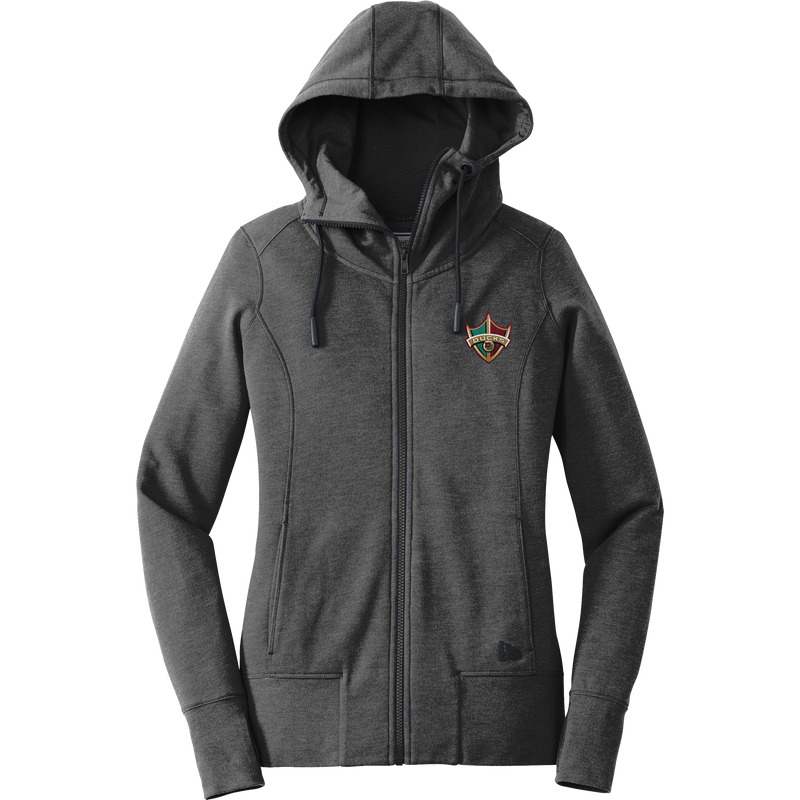 Delaware Ducks New Era Ladies Tri-Blend Fleece Full-Zip Hoodie